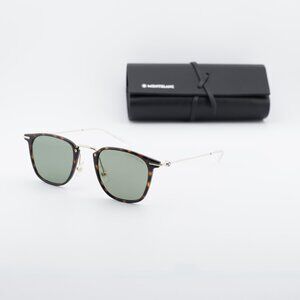 Montblanc MB0295S 002 Square Sunglasses - Havana/Gold/Green